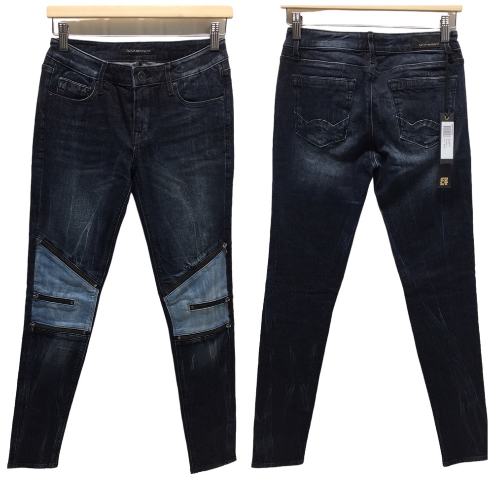 Cult of Individuality Moto Mid Rise Skinny Jeans In Molly Wash Size 26